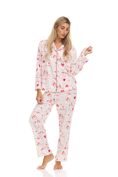 Jennifer Printed Baby Velour PJ Gift Set With Contrast Piping In Natural - Flora Nikrooz